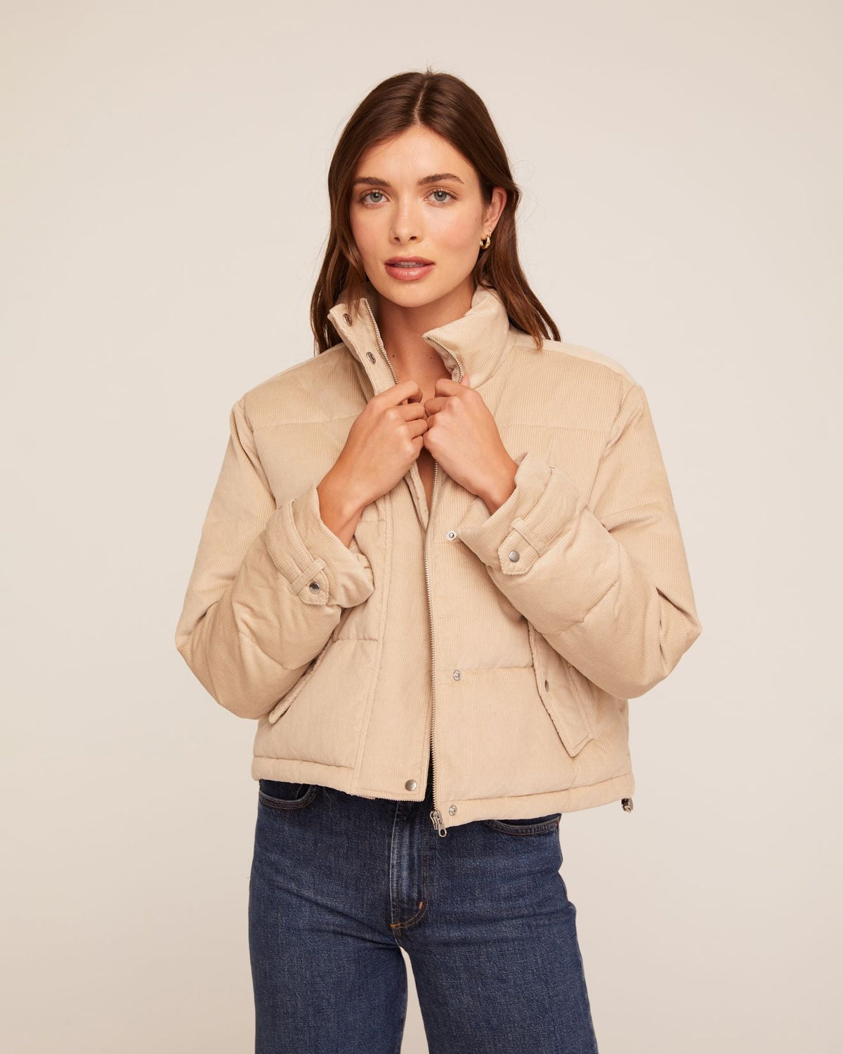 Funnel Neck Puffer Jacket - Oat