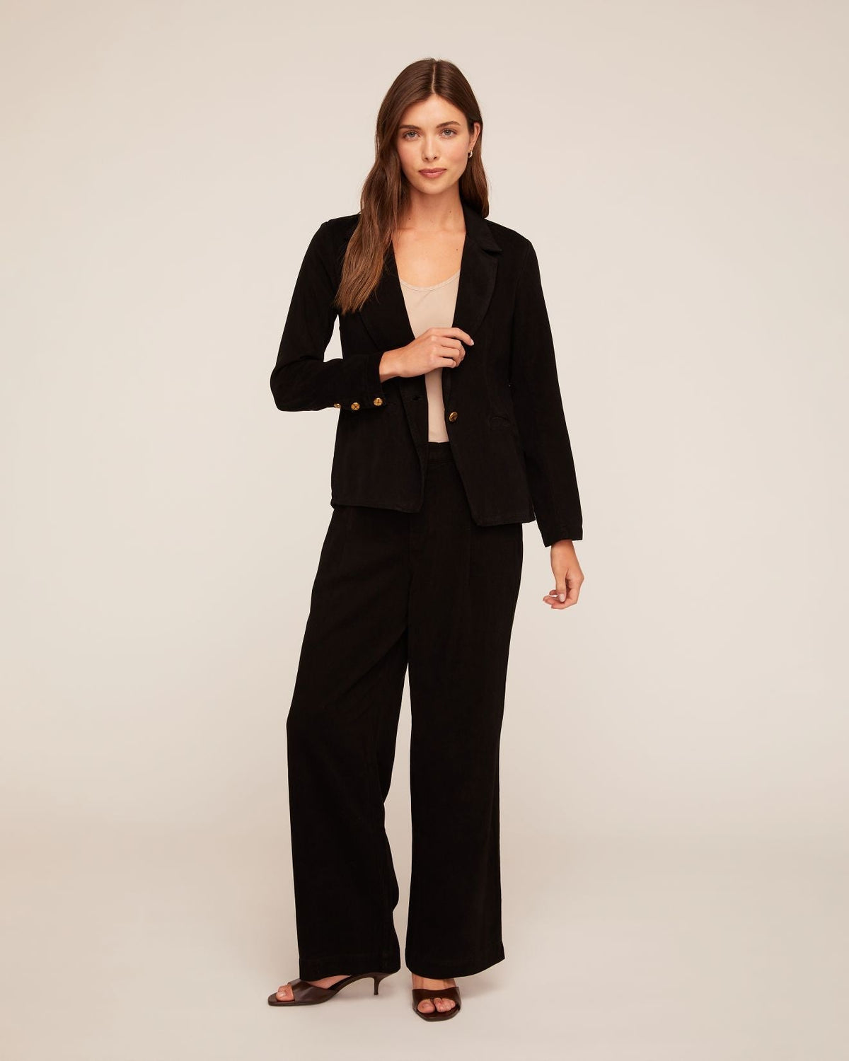 Notch Collar Long Line Blazer - Black
