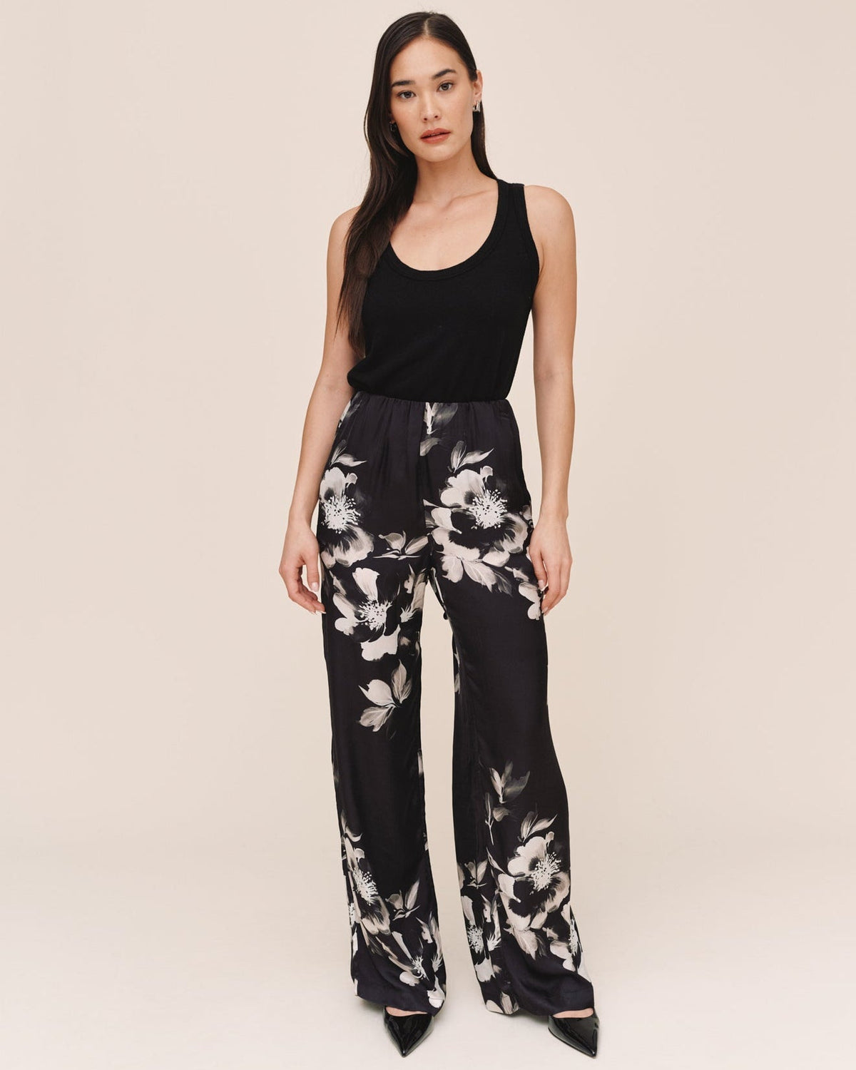 Clean Bias Pant - Noir Bloom Print