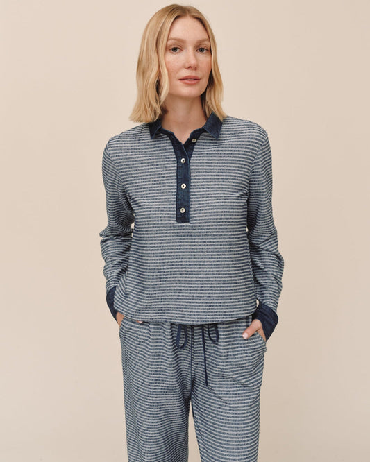 Contrast Polo Shirt - Heathered Indigo
