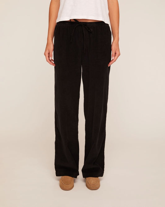 Corduroy Drawstring Pant - Black