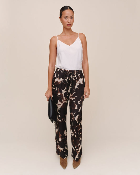 Dressed Up Track Pant With  Stripe - Shadow Floral Print