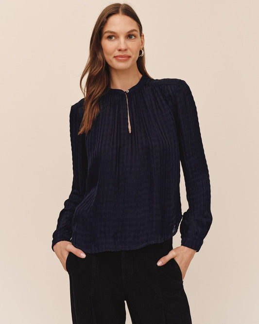 Long Sleeve Shirred Pullover - Twilight